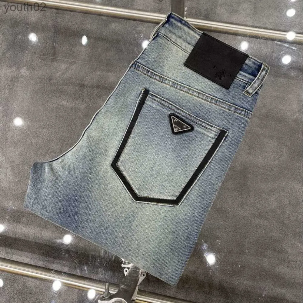 Women's Jeans High quality mens jeans designer pants men slim small cotton trousers fashiona triangle letter graphic denims Pants 240304