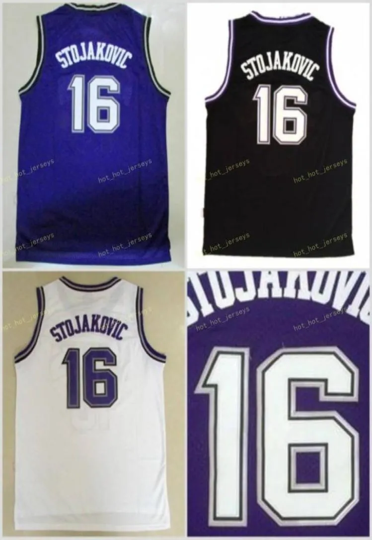 Vintage Peja 16 Stojakovic tröjor uniformer för sportfans Shirt Rev 30 Nytt material TEAM Away Purple Black White Stitched1319070