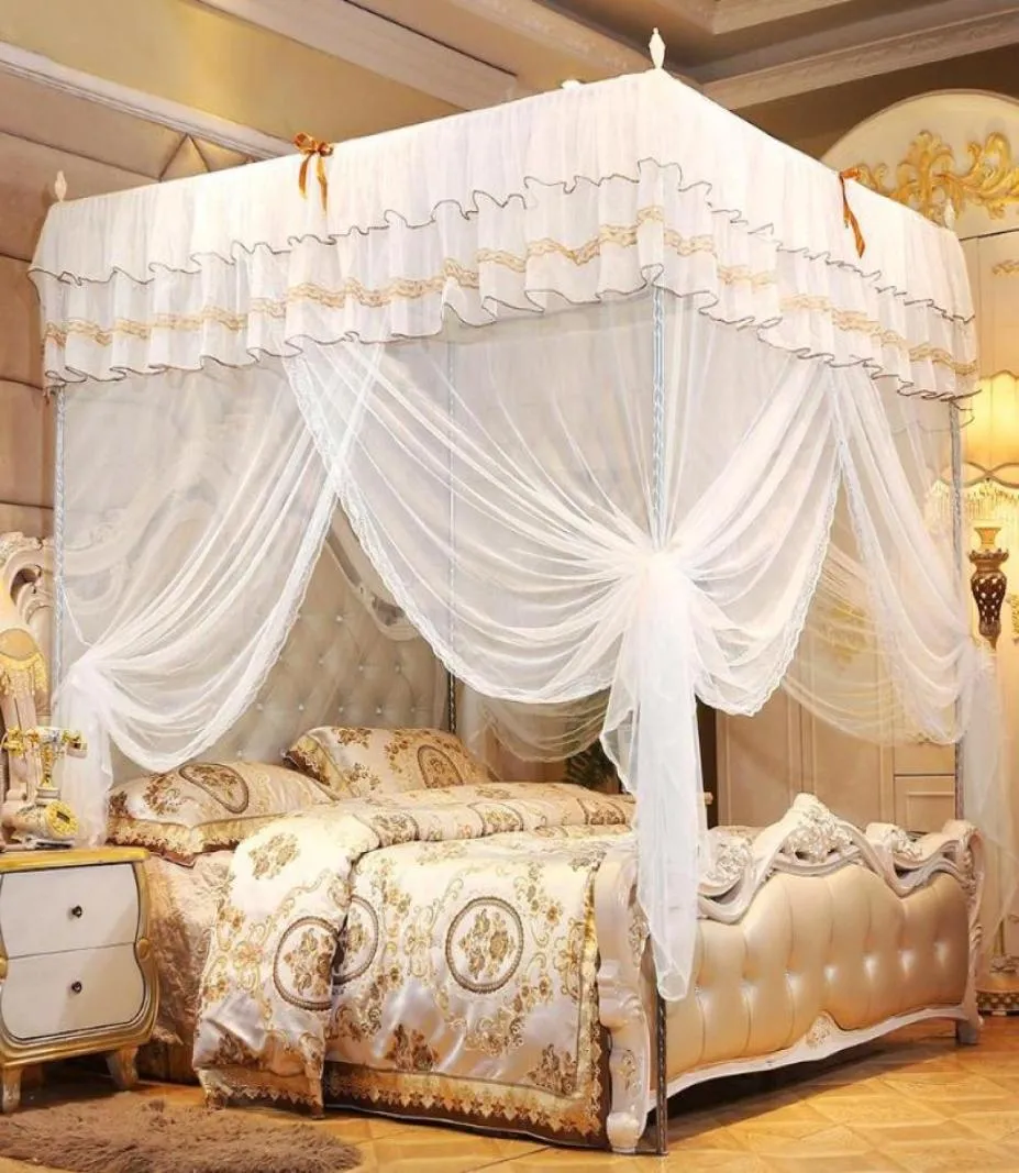 Princess 4 Corners Post Bed Canopy Mosquito Net Bedroom Mosquito Netting Bed Curtain Canopy Netting4809295