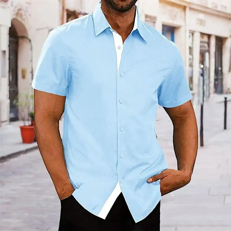 Camicie casual da uomo Camicia abbottonata Summer Beach Color Block Risvolto Abbigliamento patchwork per vacanze hawaiane Elegante e confortevole