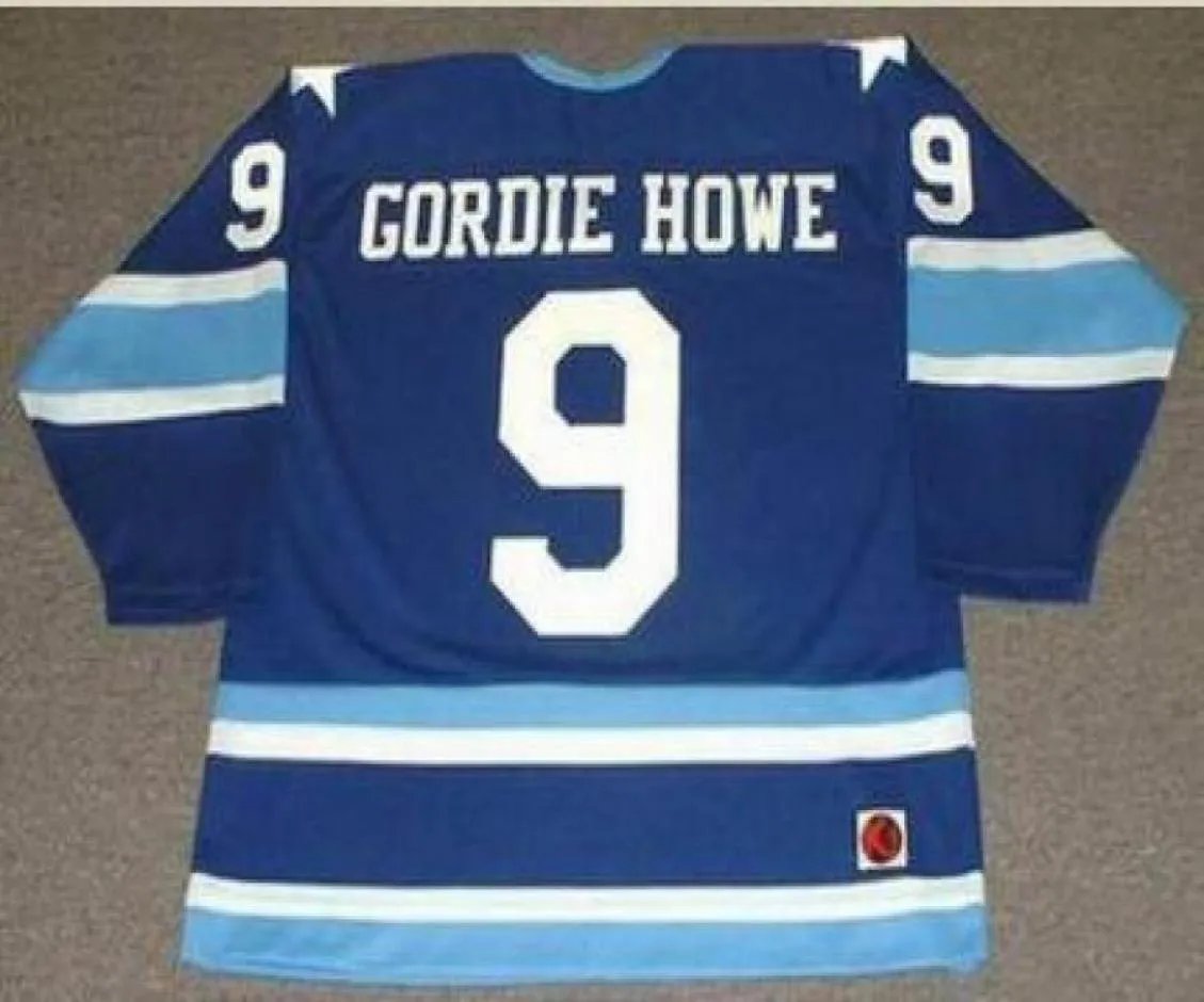 Anpassade män ungdomskvinnor vintage 9 Gordie Howe Houston Eros 1974 CCM Hockey Jersey Size S5xl eller Custom Any Name eller Number2145653