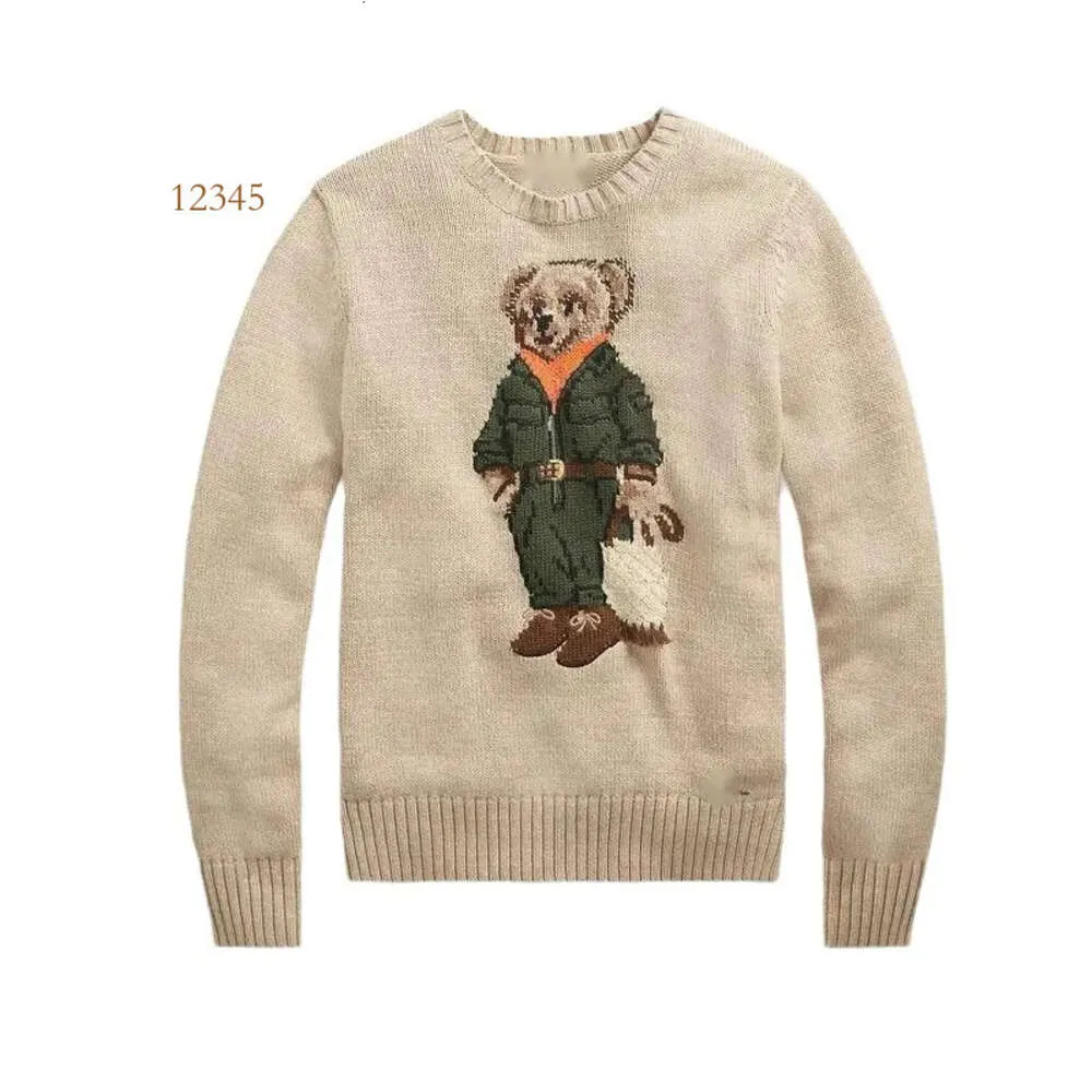 Rl Bear Designer Męskie dzianiny Niedźwiedź Polos Polos Pullover Crewneck Swatery Swatery Długie rękaw Casual Christmas Printed Mens ol4Q 22