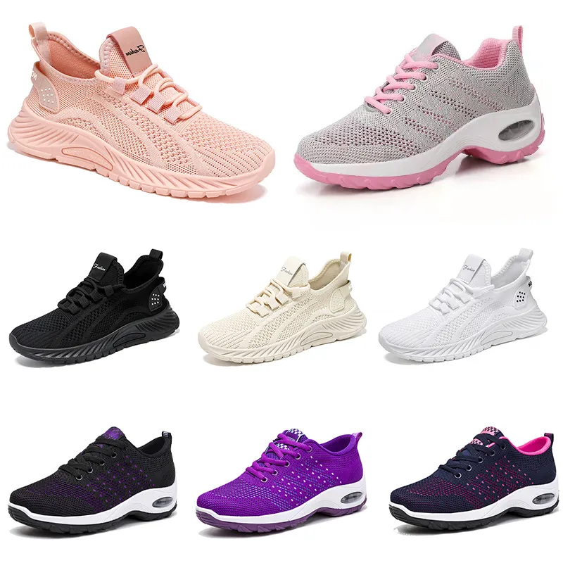 Nieuwe mannen dames schoenen wandelen Running Flat Shoes Soft Sole Fashion Purple White Black Comfortabele sportkleur Blokkering Q45 GAI