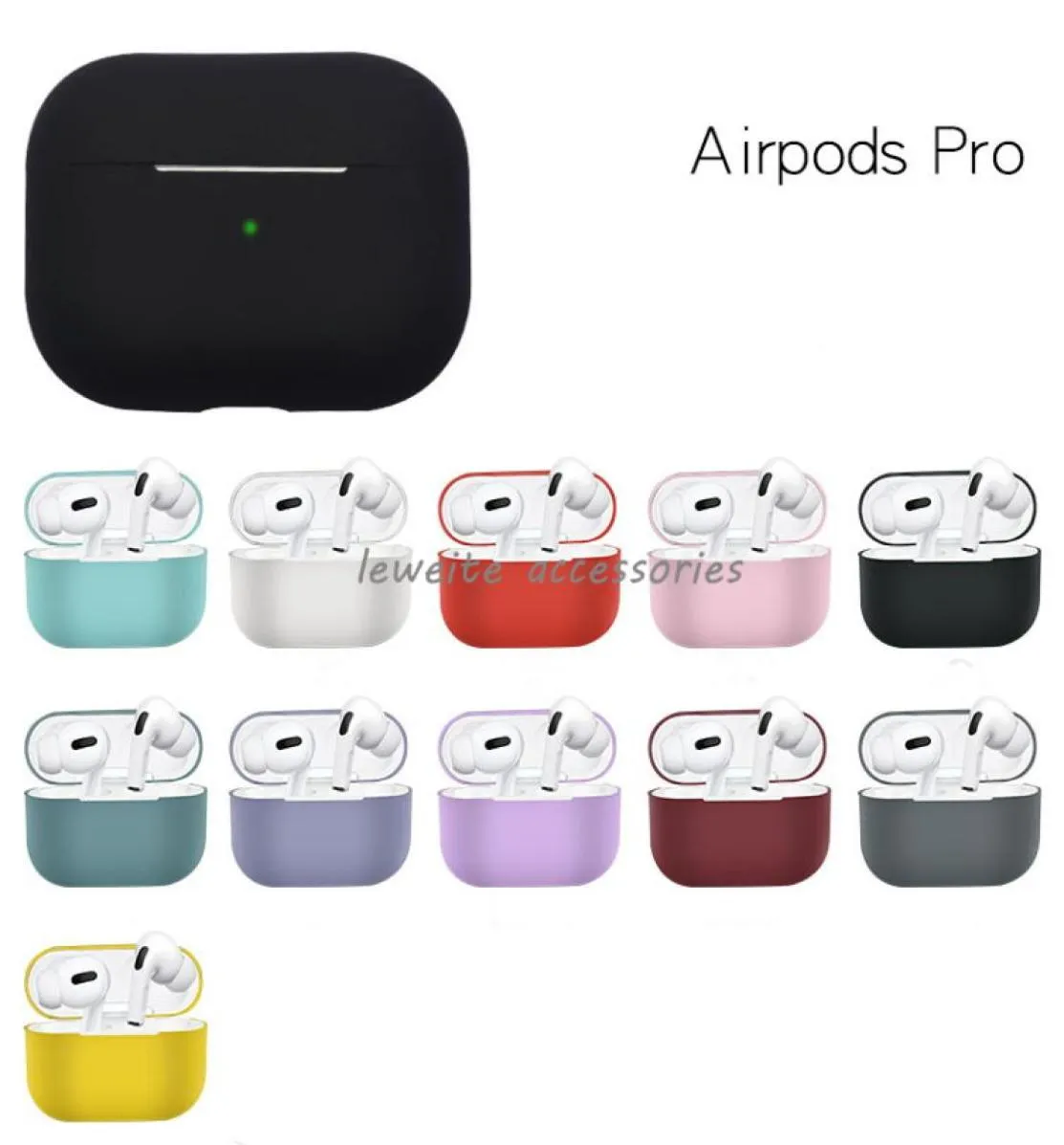 Аксессуары для гарнитуры Чехол для AirPod Pro Силиконовые защитные противоударные чехлы для Apple AirPods Pro Передняя светодиодная подсветка Visible7736421