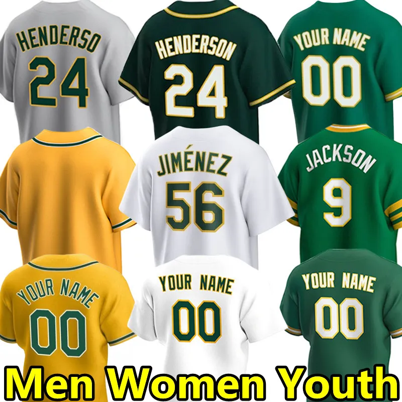 2024 honkbalshirts Rickey Henderson Reggie Jackson Dany Jimenez Khris Davis Esteury Ruiz Nick Allen Brent Rooker Seth Brown Heren Dames Kinder Jersey Custom