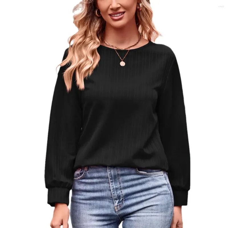 T-shirt da donna Tinta unita T-shirt oversize vintage Abbigliamento femminile Moda Autunno Tuniche Basic Casual Top Donna 2024 Camicia a maniche lunghe