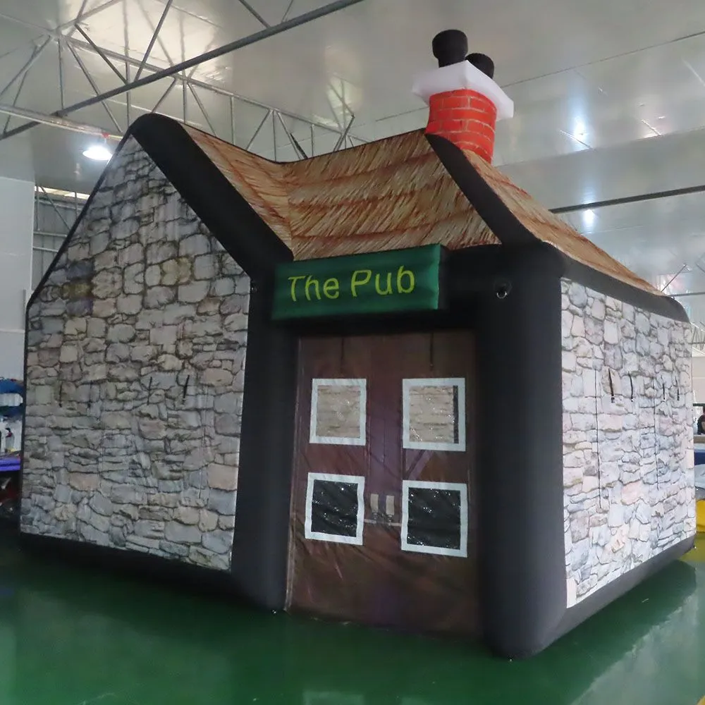 vente en gros petit pub gonflable 6x4x4mH (20x13,2x13,2 pieds) avec cheminée, bar de fête gonflable pour tente de maison mobile pour le divertissement en plein air