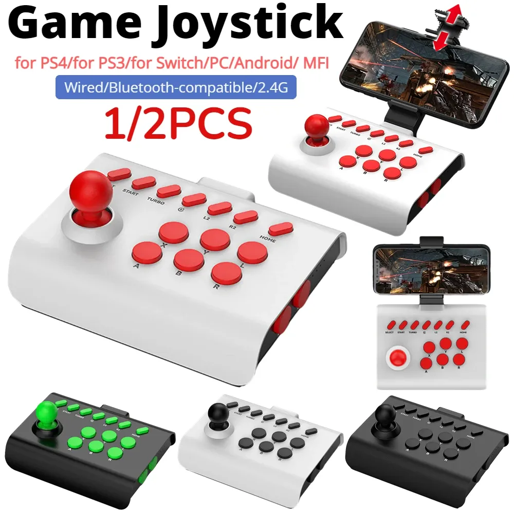 Joysticks Trinkbares Spiel Joystick Arcade-Spielekonsole 3 Verbindungsmodi unterstützen Turbo Serial Sending für PS4/PS3/Switch/PC-Spielekonsole