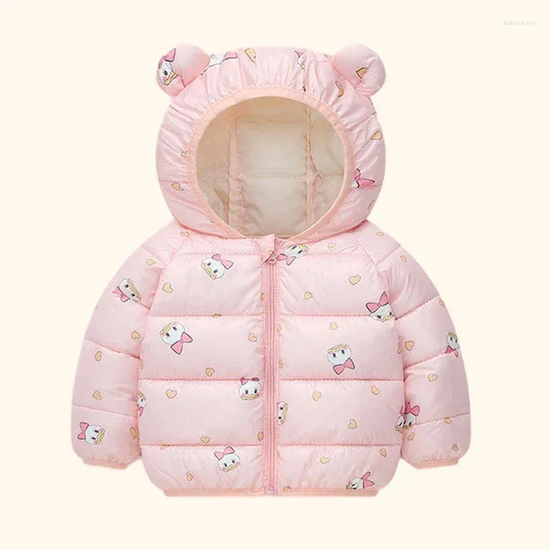 Down Coat Winter Hooded Children Jacket Cartoon Baby Coats Ultralight Bomull vadderade barn Jackor Varma kläder