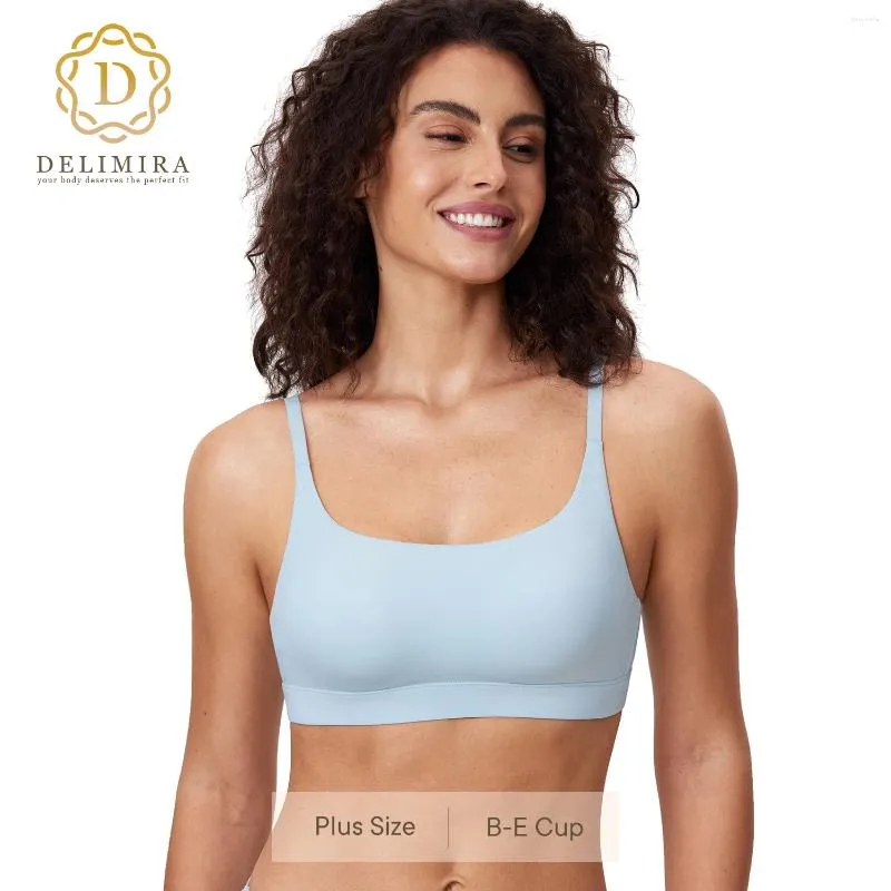 Bras Delimira Women's No Underwireless Seamless Plus Sizeフルカバレッジワイヤレス軽くパッド付き快適なブラジャーB C D DD E