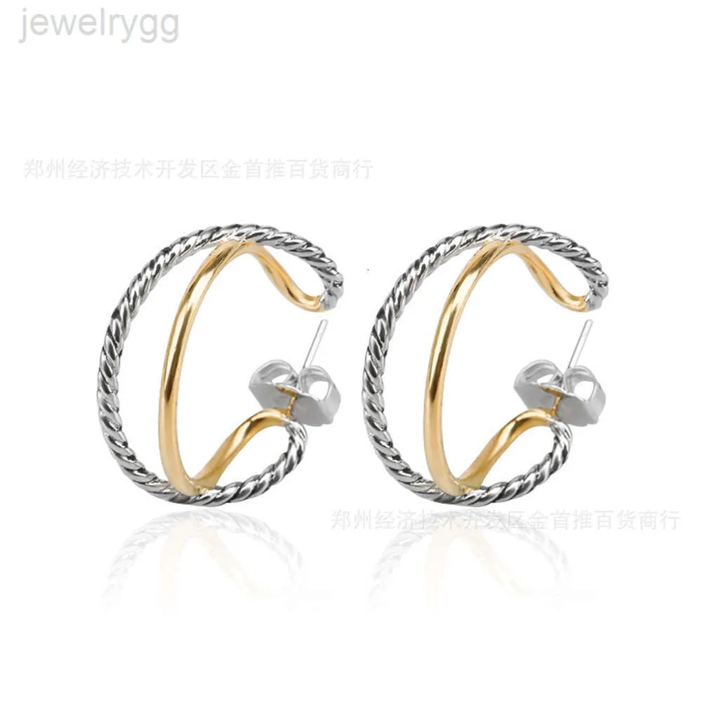 Designer David Yumans Yurma Jewelry 925 SERPING SIRGLE Two Tone Boucles d'oreilles en forme de C Boucles d'oreilles Double couche Vente rapide