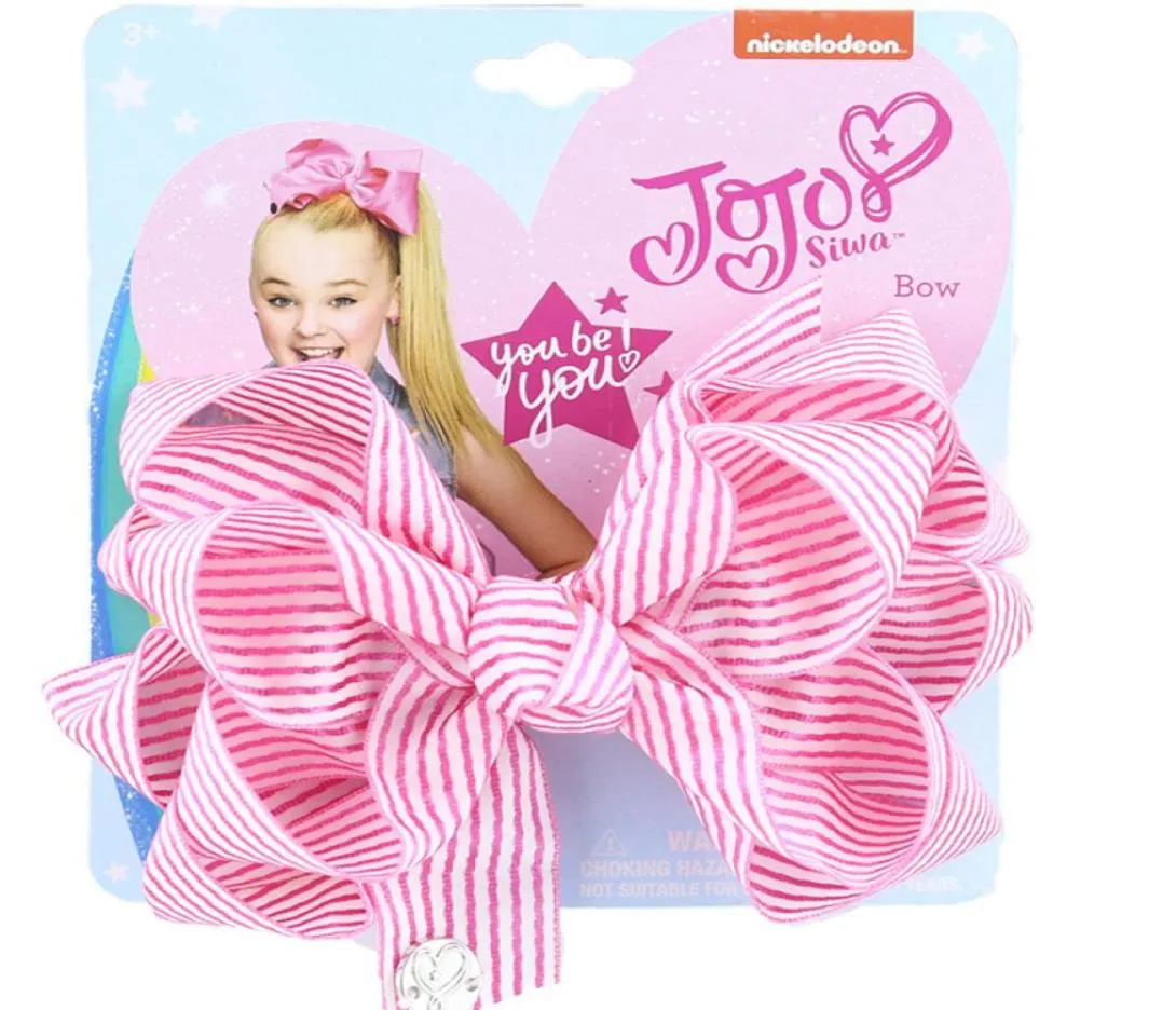 Kids Jojo Big Bows Hair Clip Fashion Baby Girls Bowknot Hairpin Stripe Ribbon Three Layer Cartoon Headdress Hair Accessories G4EIW6640072