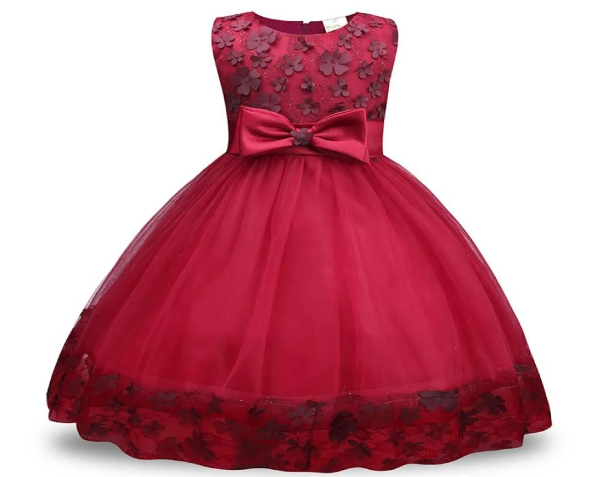 Girl Dress Satin Mesh spets Bow Girl Dress Kjol Solid Color Sleeveless Acrylic Child Dress Korean version8790597