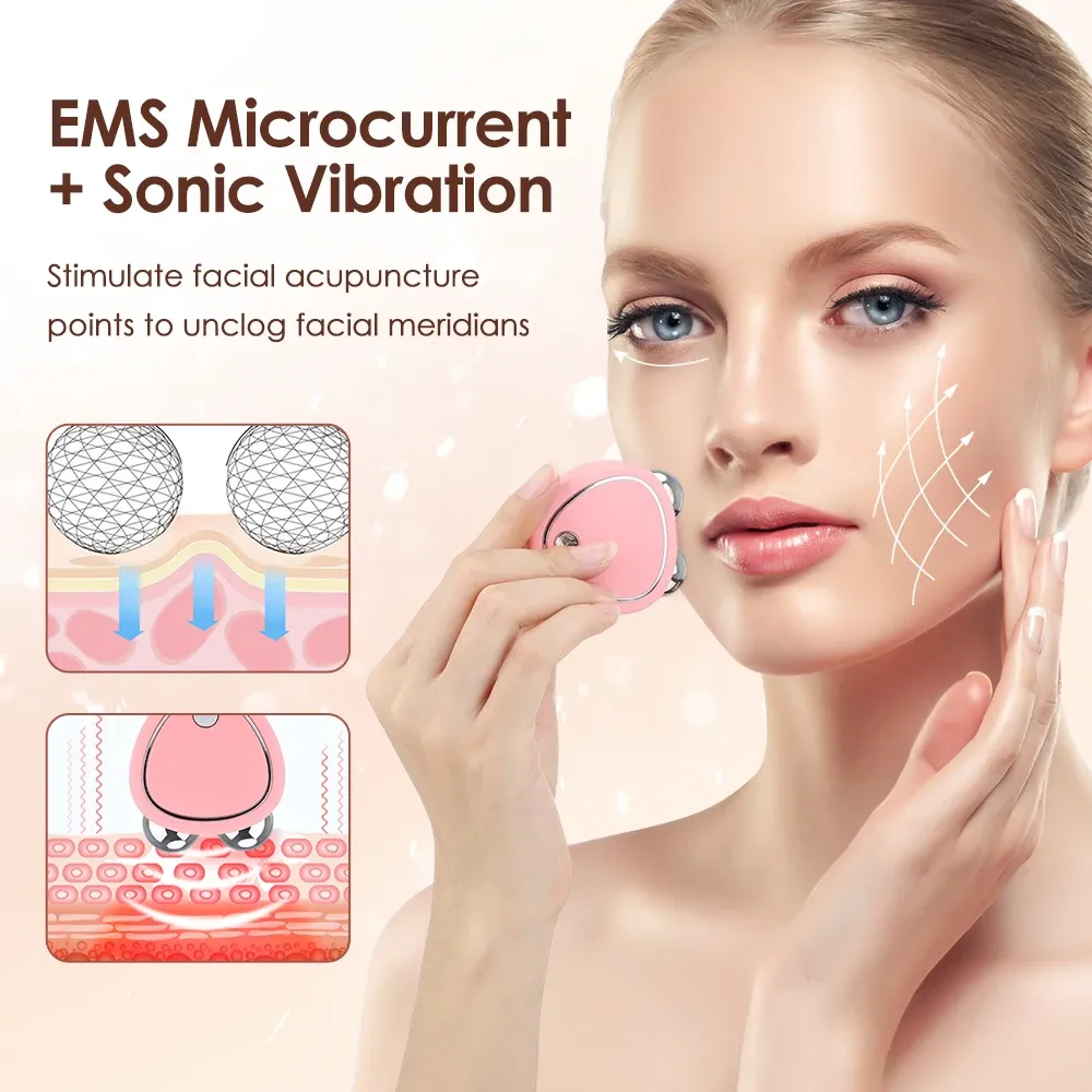 Dispositif Faible Ems Microcourant Facial Masseur Lifting Hine Rouleau Peau Resserrement Rajeunissement Facial Rides Remover Beauté Dispositif