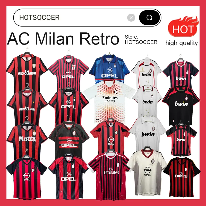 AC Retro Soccer Jerseys Kaka Baggio Maldini VAN BASTEN Pirlo Inzaghi Gullit Shevchenko Vintage Shirt Classic Ac football Shirt 96 97 06 07 hotsoccer s-2xl