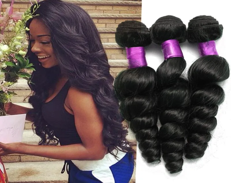 7A Malaysian Virgin Hair Loose Wave hair 4pcs Lot Raw Human Hair Weave Unprocessed Malaysian loose wave Color 1b Malaysian Loose W2959013