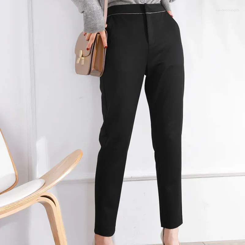 Pantaloni da donna Pantaloni eleganti a vita alta a matita solida per pantaloni da donna streetwear casual Abbigliamento da ufficio Chic