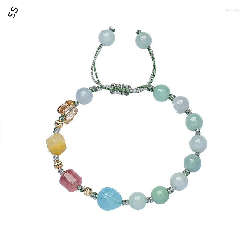 Strand estilo chinês corda ajustável mão ornamento acessórios 14-19cm comprimento pulseira de cristal natural para mulher/homem presente 2024