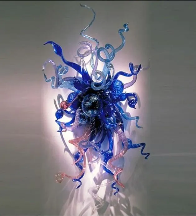 モダンムラーノチフリースタイルの壁ランプブルーガラスeアートデコレーション照明sconce花の花6180448