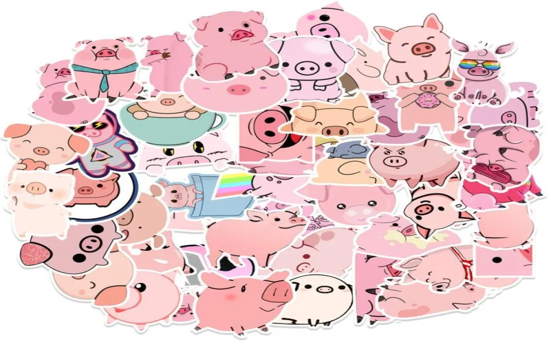 새로운 방수 103050pcs 귀여운 핑크 돼지 만화 스티커 낙서 데카 랩톱 자전