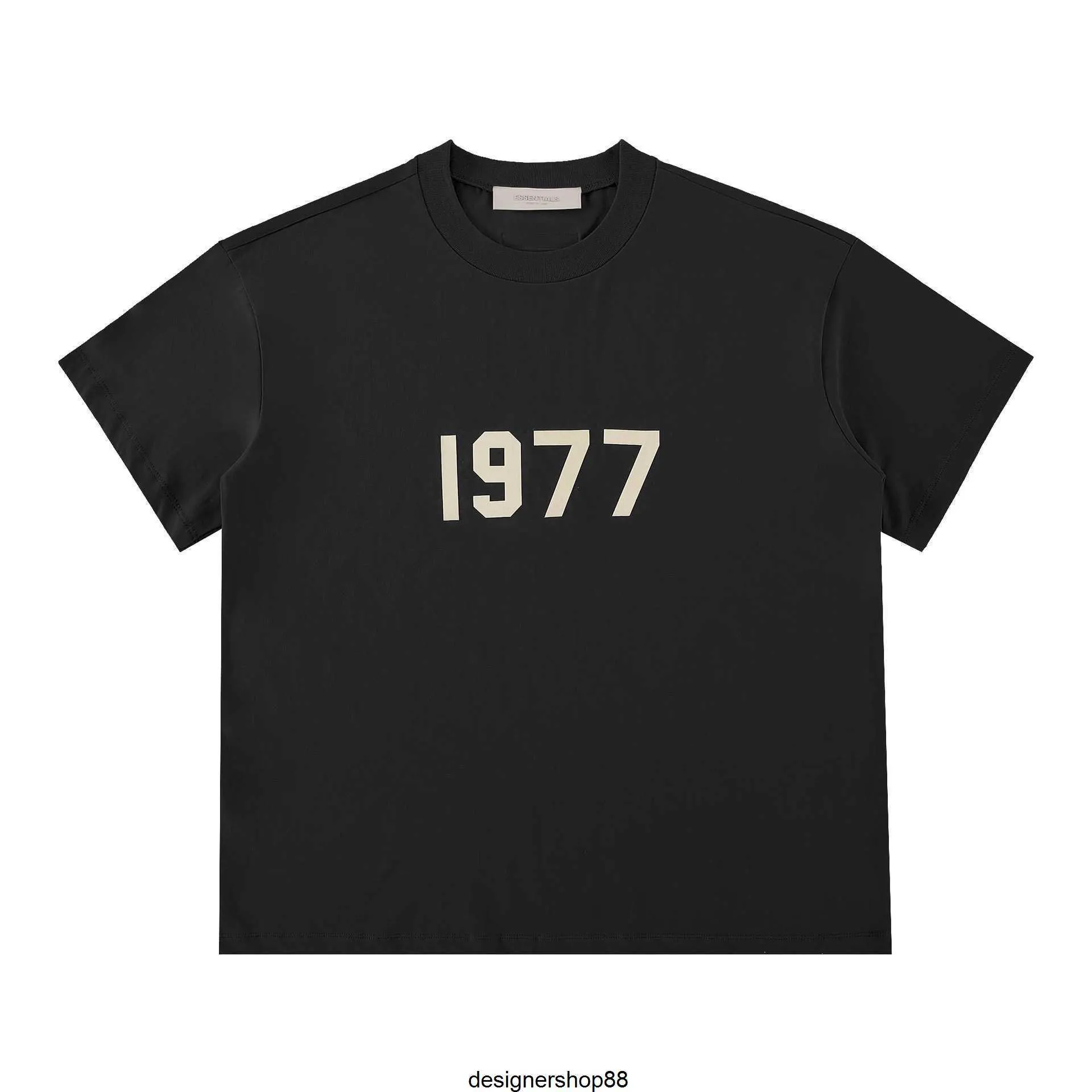 Meilleure qualité Style de rue Double ligne Ess marque de haute couture américaine 1977 Couple polyvalent ample à manches courtes T-shirt pour hommes
