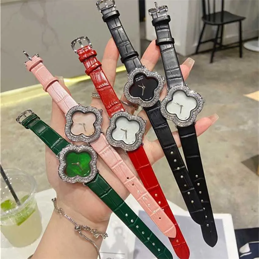 42% OFF watch Watch Fashion Full Women Ladies Flowers Crystal Luxury With Leather Strap Quartz Clock VA06