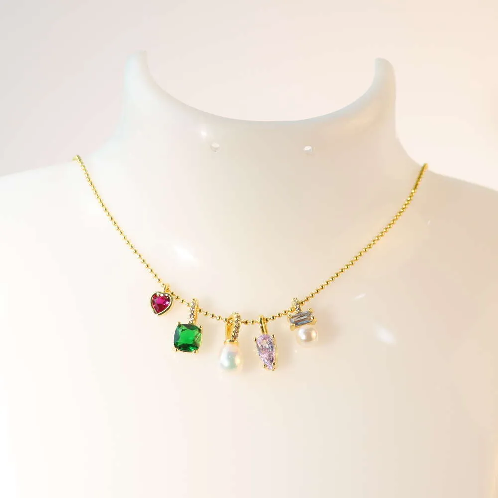 Desginer kendras scotts necklace jewelry Fashionable Trend Light Luxury Gentle Socialite Style Exquisite Ks Niche Design Pearl Zircon Inlaid Multi Pendant