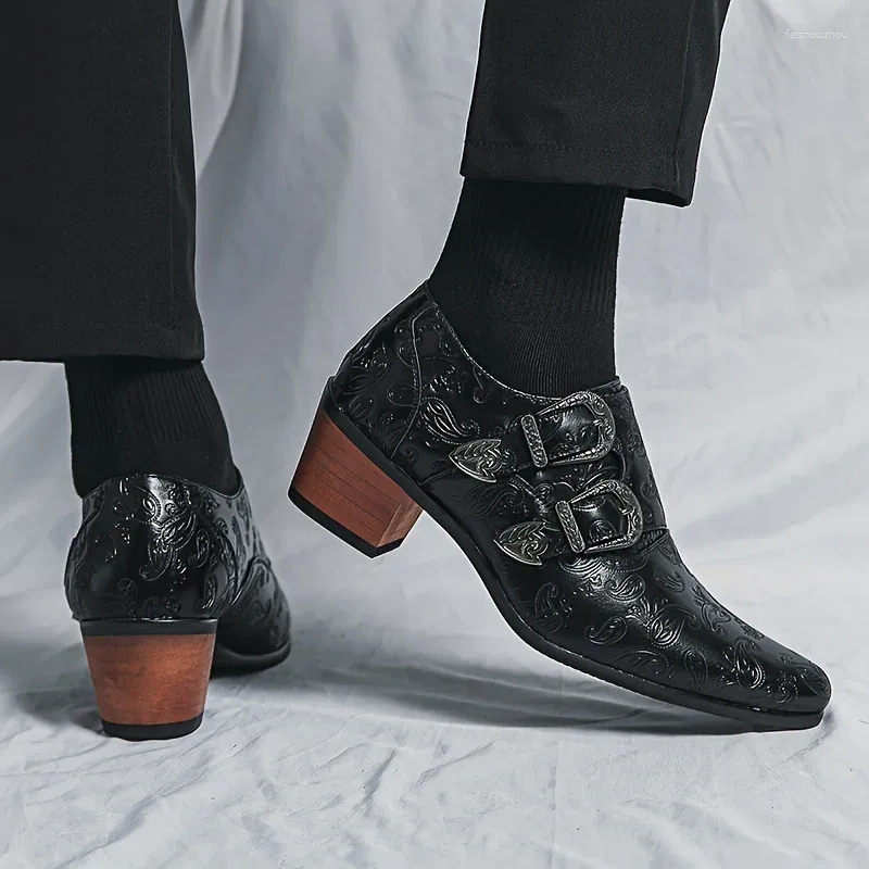 Sapatos de vestido masculinos de salto alto duplo monge cinta mocassins resistentes ao desgaste para escritório de negócios primavera e outono