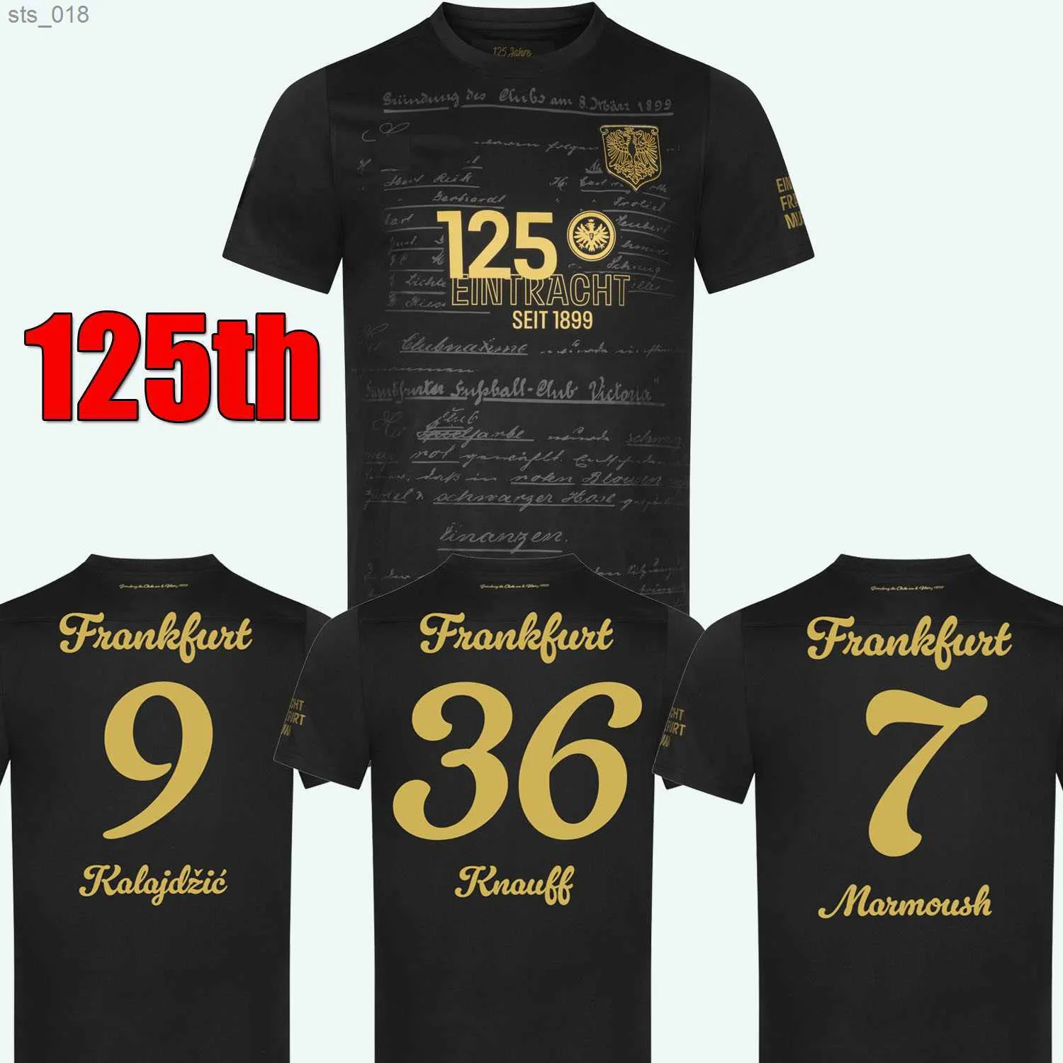 Camisas de futebol Eintracht Frankfurt Ano Aniversário Kit DFB POKAL FINAL kit 2024 RODE ACHE Camisa de futebol Uniforme 125th Black GoldH2434