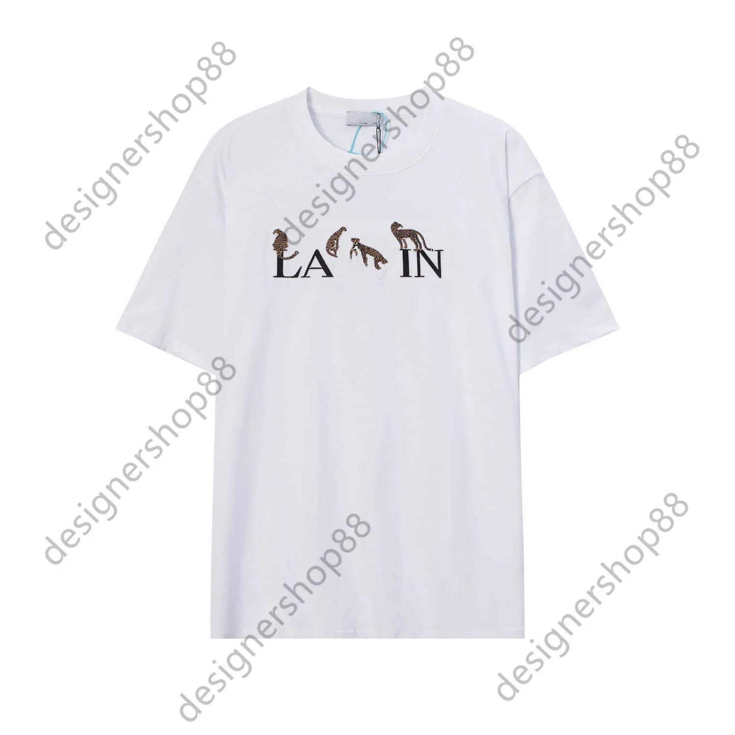 GD puur katoen wit en zwart los Amerikaans luipaard geborduurd casual T-shirt met korte mouwen voor mannen en damesliefhebbers