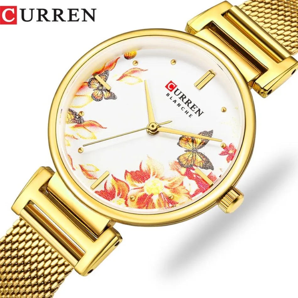 Reloj CURREN de acero inoxidable para mujer, reloj de pulsera de cuarzo de marca superior a la moda para mujer, reloj bayan kol saati 9053, hermoso regalo para mujer 245z