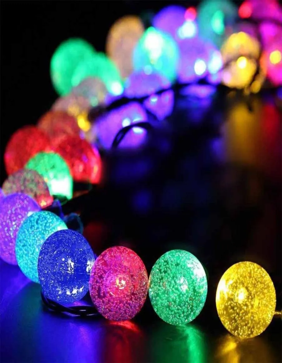 NOVERTY SOLAR LED LED VIRCHING LIGHT Outdoor 6M 30Mleds Crystal Ball String Lamp Lamp Pendant Fairy Wedding Garden Garland 8868613