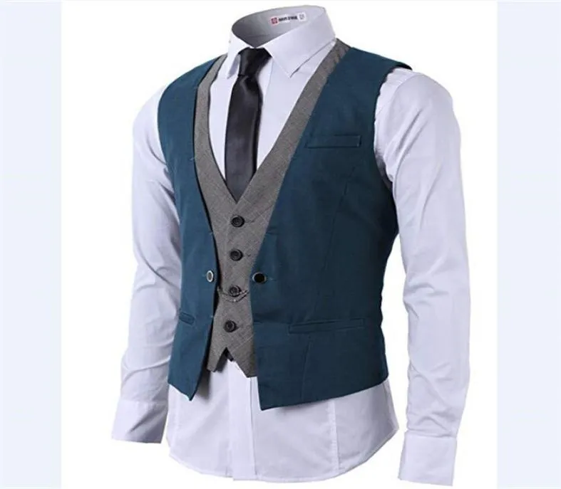 Wangyandress blu grigio sposo indossare gilet da sposa personalizzato scollo a V monopetto gilet da uomo gilet da sposo stile europeo e americano2425868