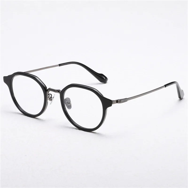 Óculos ópticos para homens e mulheres, designer retrô GMS-636TS, óculos de folha de moda, armação de titânio, elasticidade detalhada, estilo oval, placa de lente de luz anti-azul com