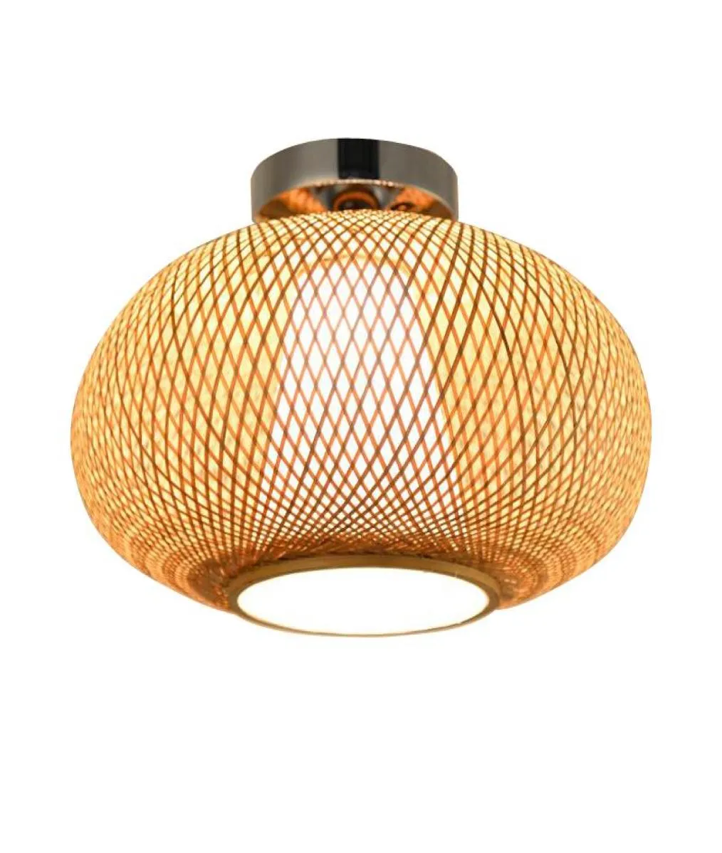 Tavan Işıkları 32/40/50cm Bambu Hasır Rattan Yuvarlak Dokuma Aydınlatma Armatürü Doğal Japon Ülke Vintage Flush Mount Pfon MP4984810