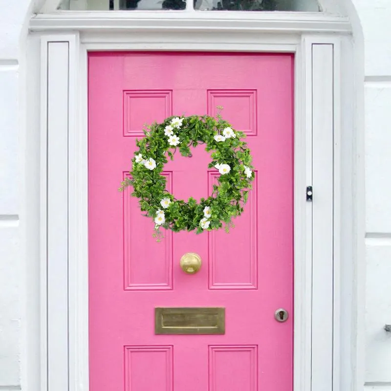 装飾的な花セントパトリックの日フェイクリース2024春の屋外パティオ装飾ドア