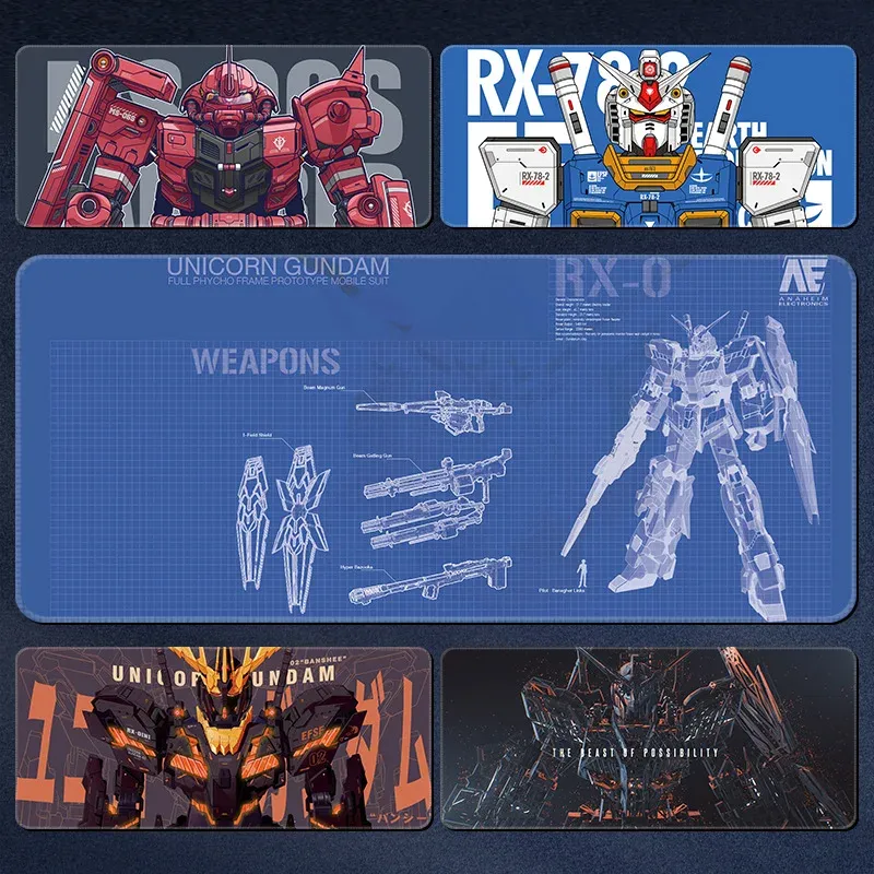 Tapis de souris XXL, tapis de jeu, dessin animé, clavier Gundam