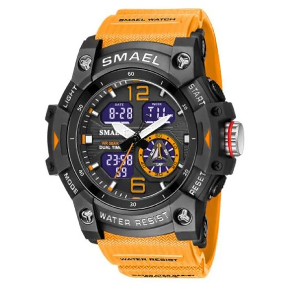 Smael SL8007 Relogio Męskie zegarki sportowe prowadzone przez chronograf zegarek wojskowy zegarek cyfrowy dobry prezent dla mężczyzn Boy265z