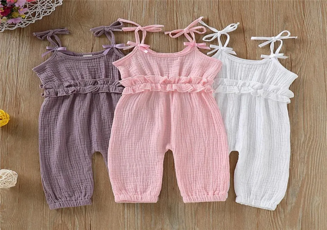 INS bébé fille barboteuses nouveau-né bébé vêtements enfant en bas âge manches évasées solide dentelle concepteur barboteuse combinaison respirant Onepieces Onesie D9957776