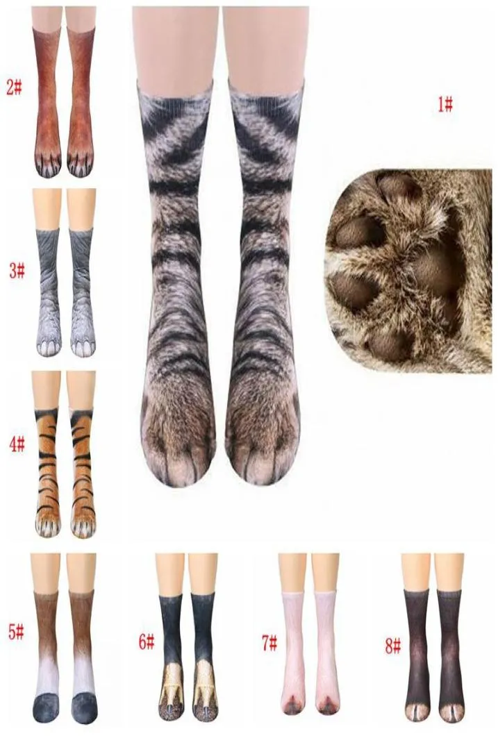 Erwachsene Kinder Baumwolle Socken Kind Lustige 3D Tier Druck Socken Kawaii Nette Tier Pfote Socke Mode Hohe Ankle Socken Für männer Frauen4028031