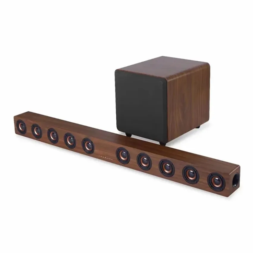 Alto-falantes de madeira luxuosos para home theater Alto-falante Bluetooth 8 alto-falantes 2 Woofer Soundbar para TV Soundbox Subwoofer Sistema de som surround Controle remoto coaxial óptico