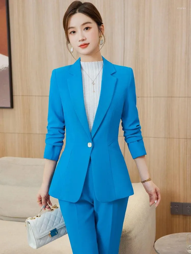 Women's Two Piece Pants Formal Uniform Designs Pantsuits With And Jackets Coat For Women Business Work Wear Suits Professional Blazers