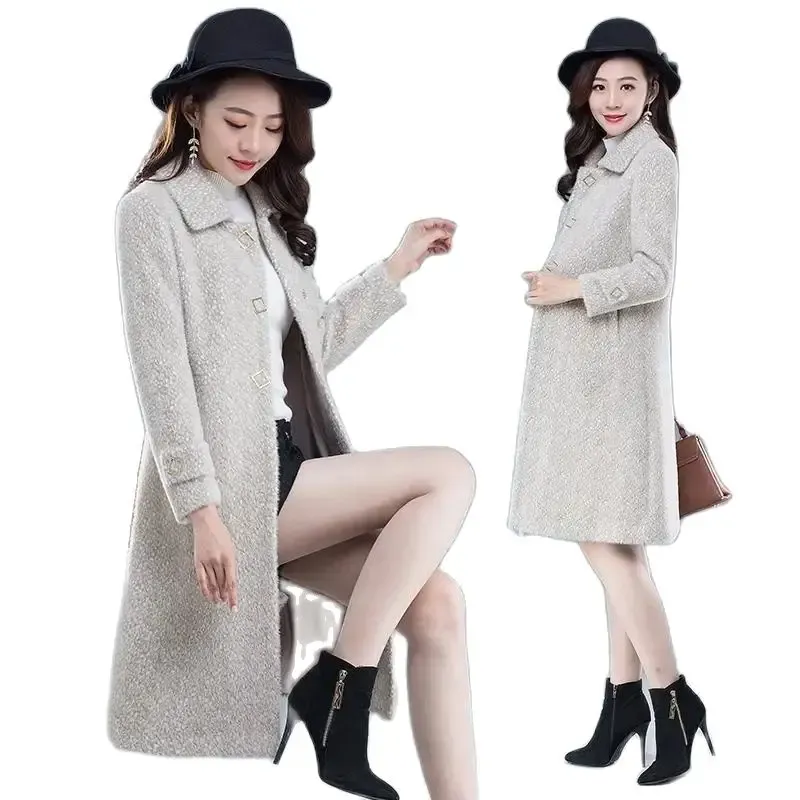 Pelz 2021 Weibliche Neue Highend Midlength Beliebte Dünne Woolen Jacke Winter Verdickt Frauen Nachahmung Nerz Samt Dünne Woolen CoatA895