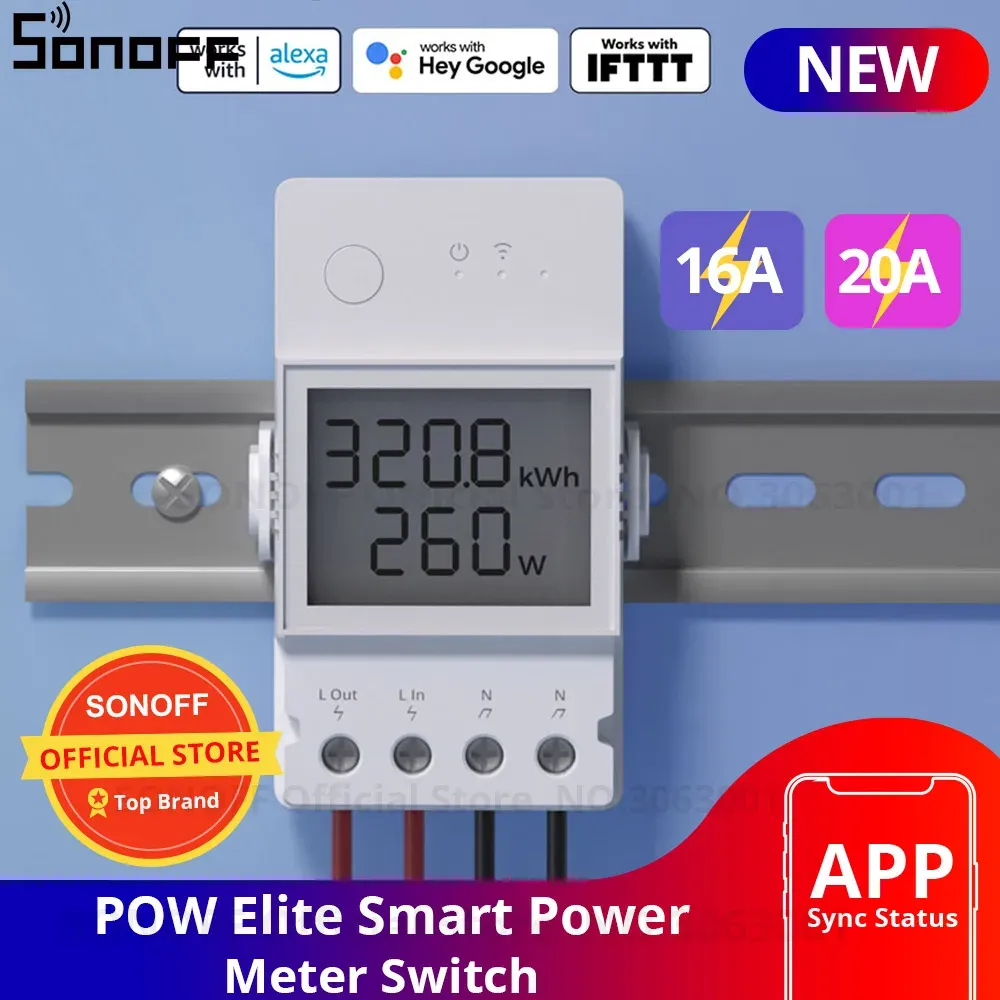 Controllo Sonoff Pow R3 16A /20A WiFi SMART SMART SMOST Accuratezza Misura di consumo di energia Monitora