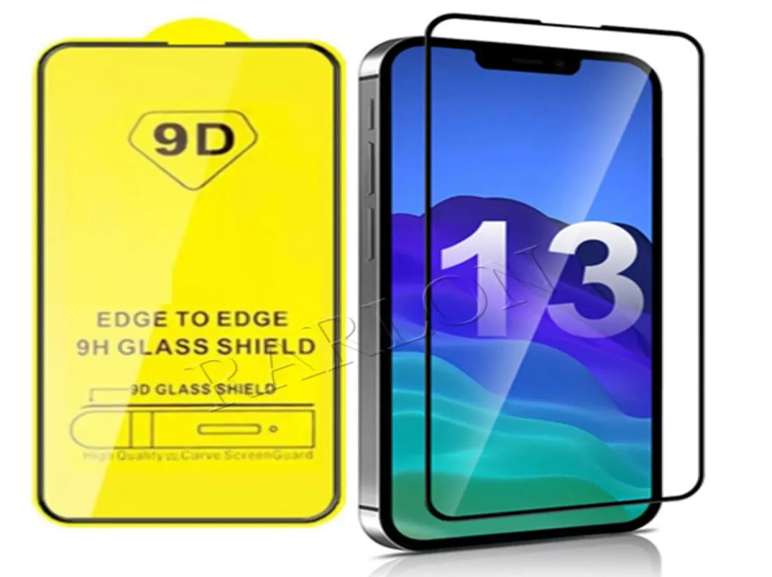 Protetor de tela de telefone de vidro temperado com cola completa 9D para iPhone 13 12 MINI PRO 11 XR XS MAX 8 7 6 Samsung Galaxy S21 Plus A32 3095141