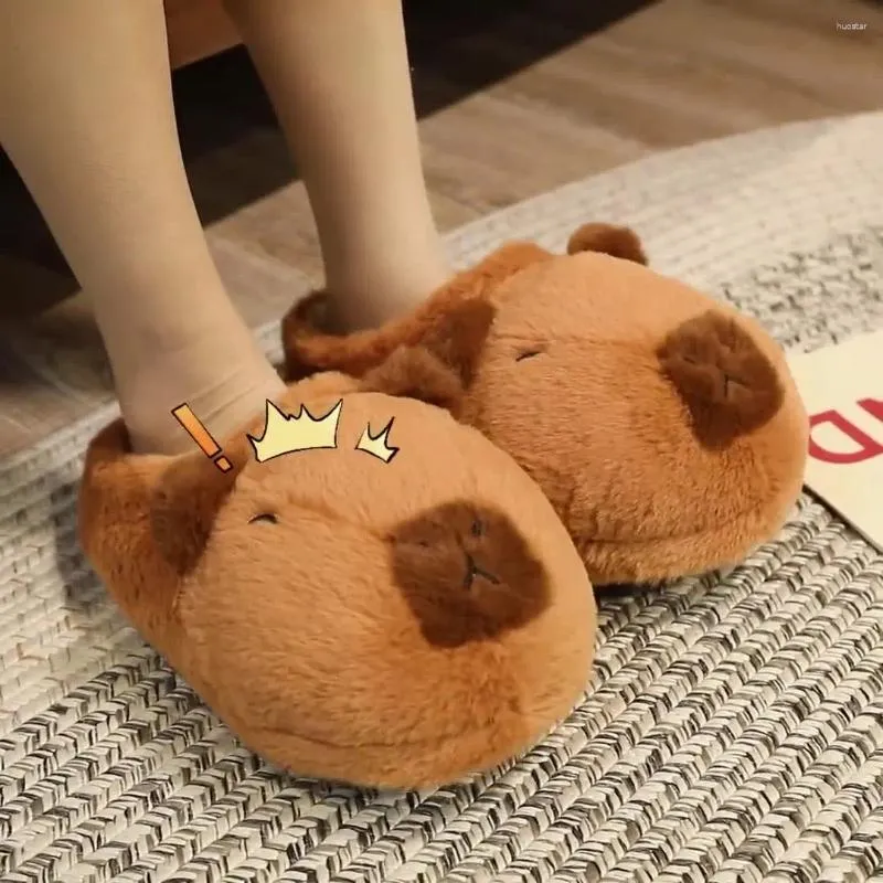 Terlik Sevimli Capybara Peluş Karikatür Güzel Capibara Popping Circle Yumuşak Dolgulu Hayvanlar Peluş Ayakkabı Kış Kapalı Sıcak Sarlem