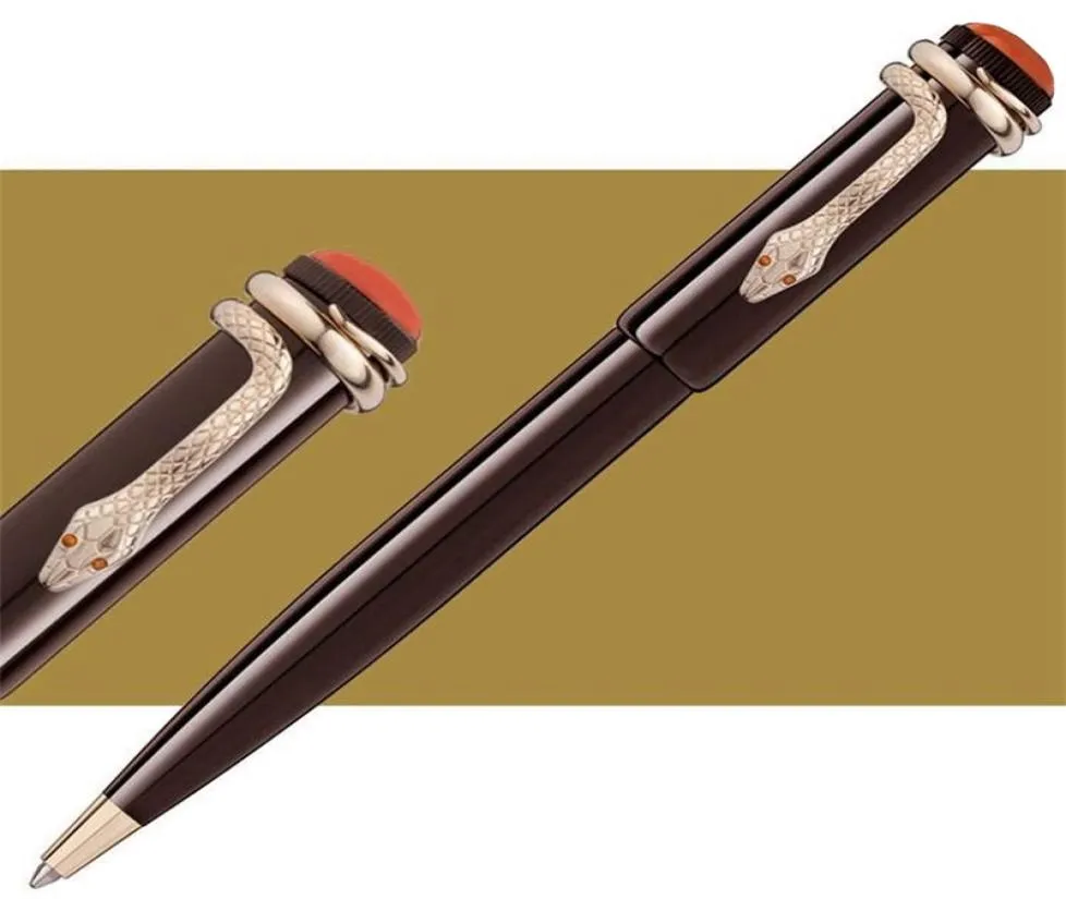 Wysokiej jakości 110 rocznicowa seria dziedzictwa Pen Black Red Brown Snake Clip Rollerball Ballpoint Pens Pensorery Office School 5820377