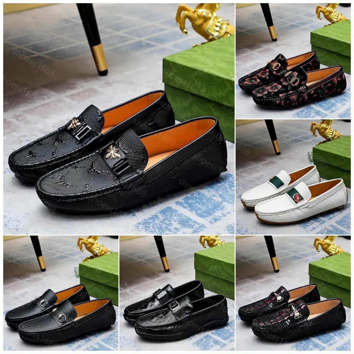 Chaussures habillées de créateurs Hommes Femmes Verrouillage G Chaussures habillées Mules Mocassins Chaussure Peau de vache noire Chaussure décontractée Bout rond Classique Diapositives Chaussures de fête