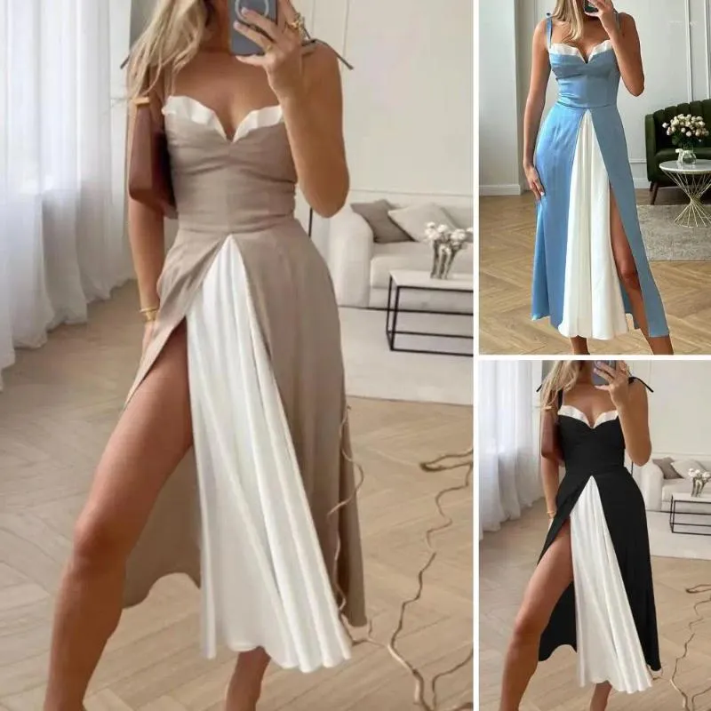 Casual Dresses Women Prom Dress V Neck High Split Her