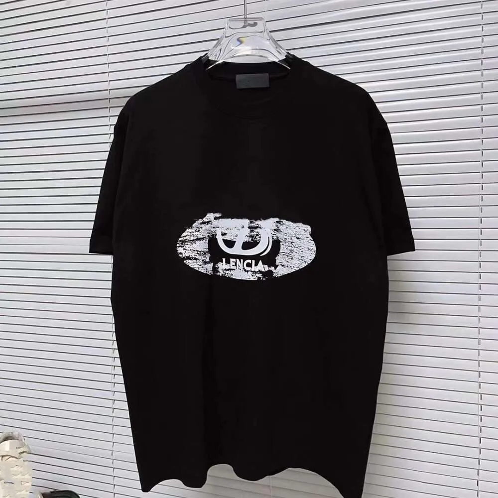 B Hem Paris Rätt hög version 24SS Ny stil Personlig bokstäver Logo Tryckt kortärmad t-shirt unisex s